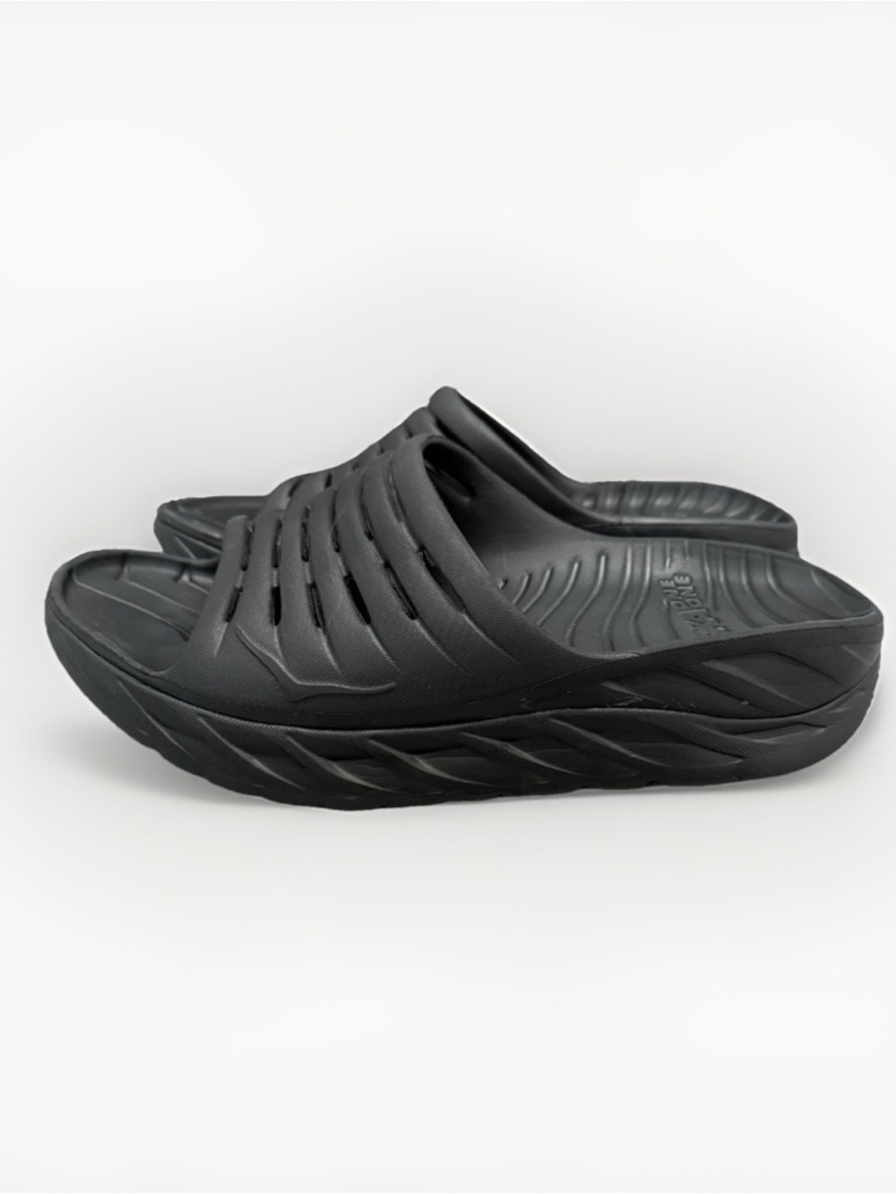 Hoka One One Ora Recovery Black Slip-On Slide Sandals Women’s 11 Men’s 9 Support